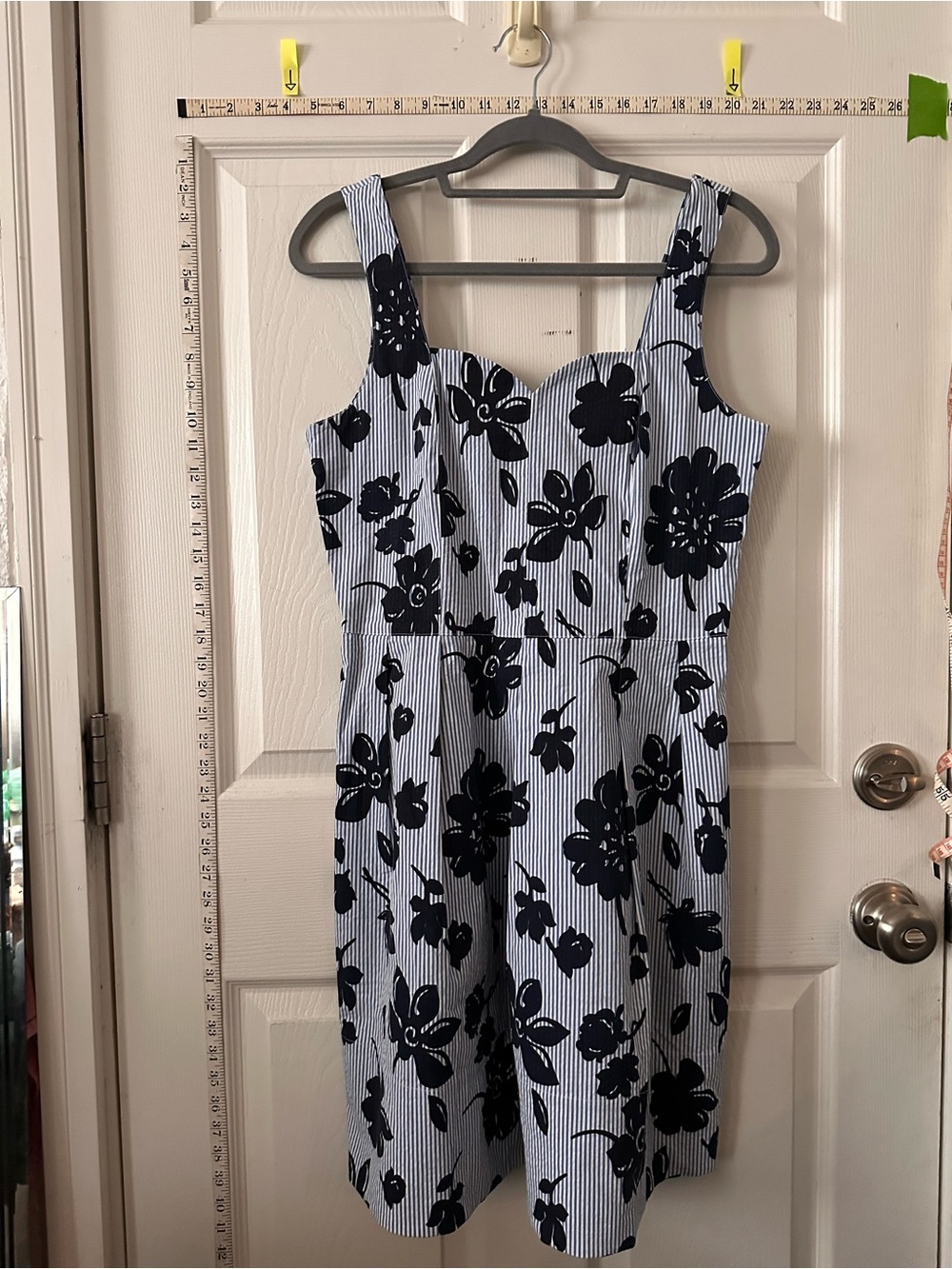 Draper James Navy Floral Striped Midi Dress
